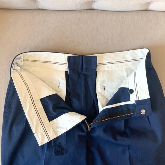 Vintage Aero Mode ALTERED Navy Blue Pleated Uniform Dress Pants Office 80s 90s - Picture 14 of 16